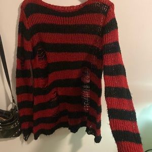 vampire freaks striped distressed sweater